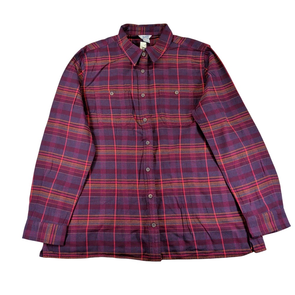 Duluth Trading Co Womens Free Swingin Flannel Shirt XXL Purple Plaid 65505 NEW